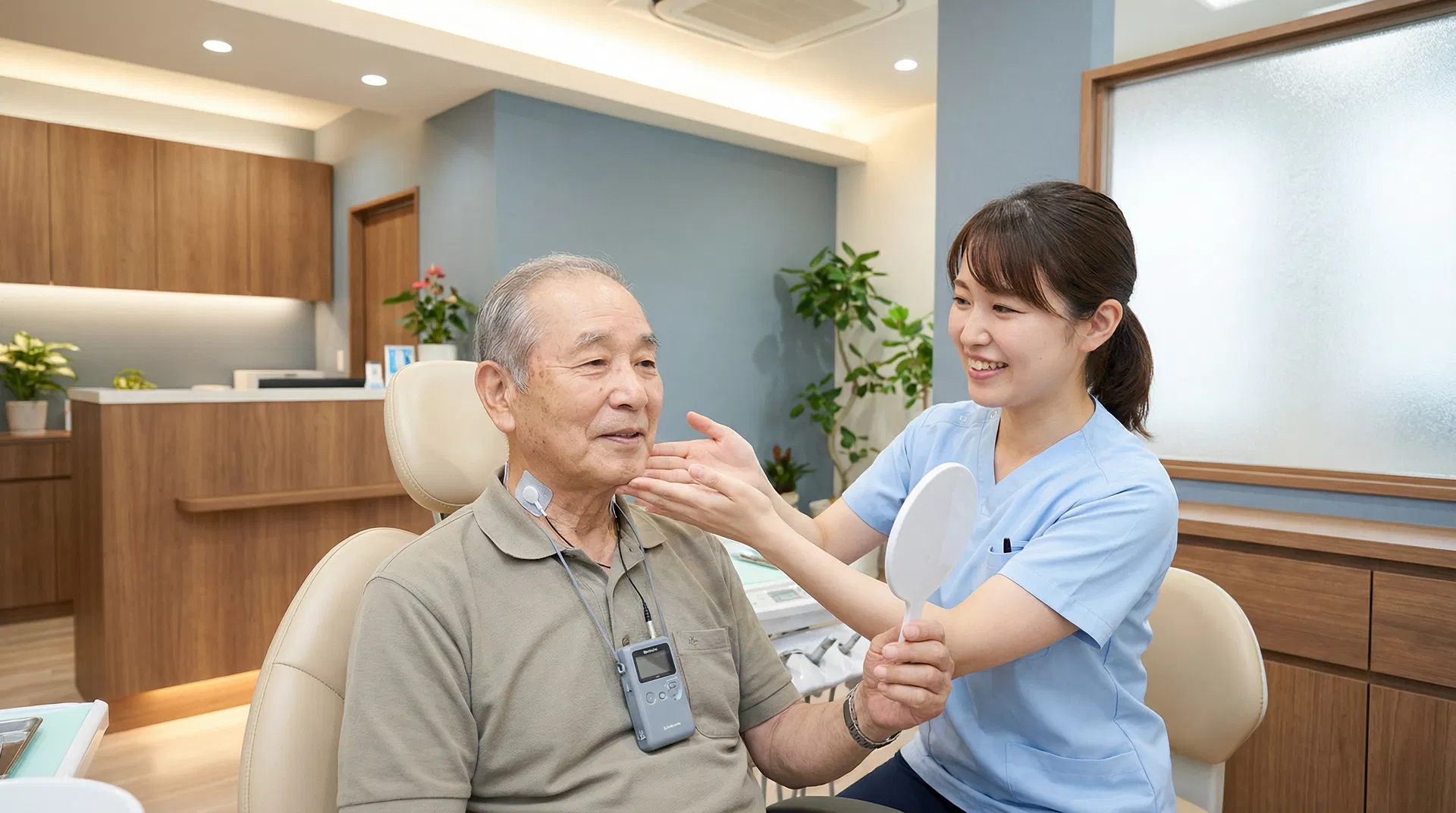 嚥下機能評価とリハビリの様子